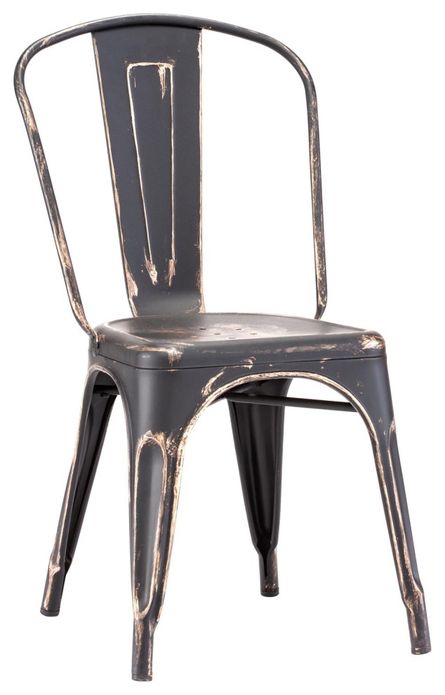 Tolix Armless Antique Style Black Chair Set of 2   Industrial   Dining Chairs   by HomeCraftDecor  Houzz