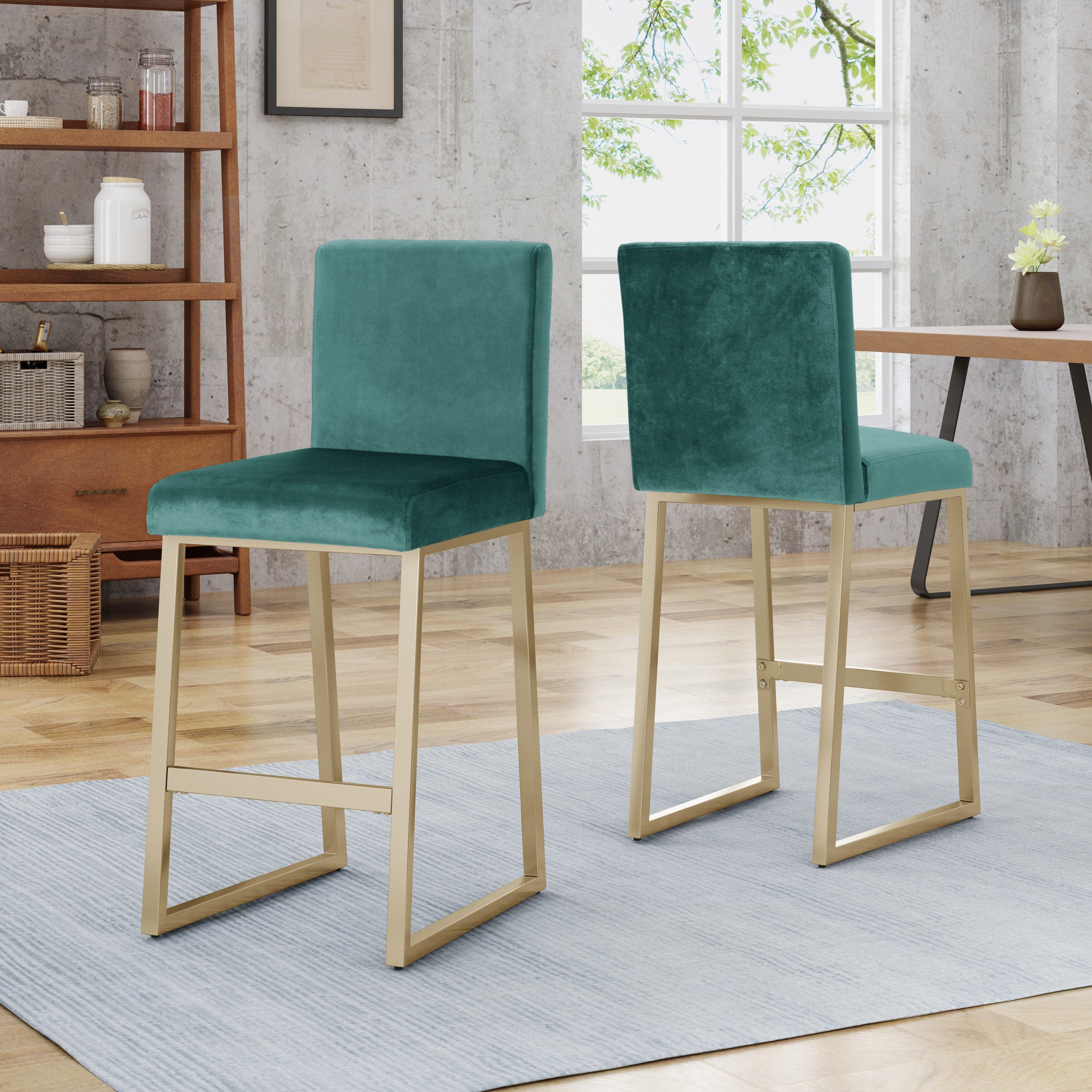 Lexi Modern Velvet Barstools (Set of 2)