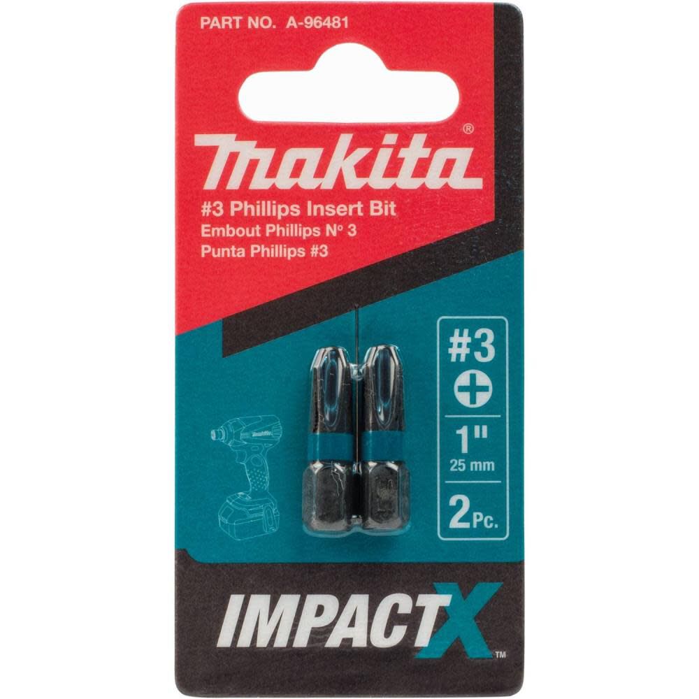 Makita Impact X #3 Phillips 1 Insert Bit 2/pk A-96481 from Makita