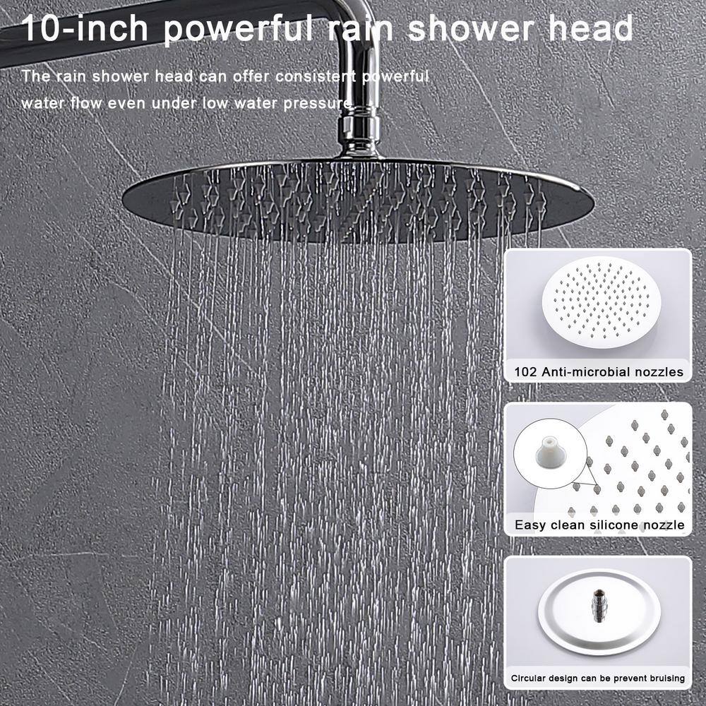 WELLFOR 2-Spray Patterns 1.8 GPM 10 in. Wall Mount Dual Shower Heads Round Shower Head with Hand Shower in Polished Chrome ZQ8001S