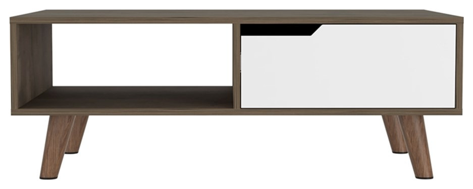 TUHOME Olso Coffee Table 2.0   Dark Brown / White Engineered Wood   Living Room   Midcentury   Coffee Tables   by Homesquare  Houzz