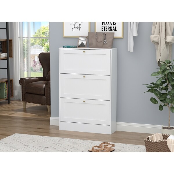 12-18 Pair Shoe Storage Cabinet Space Saving White - - 35743468