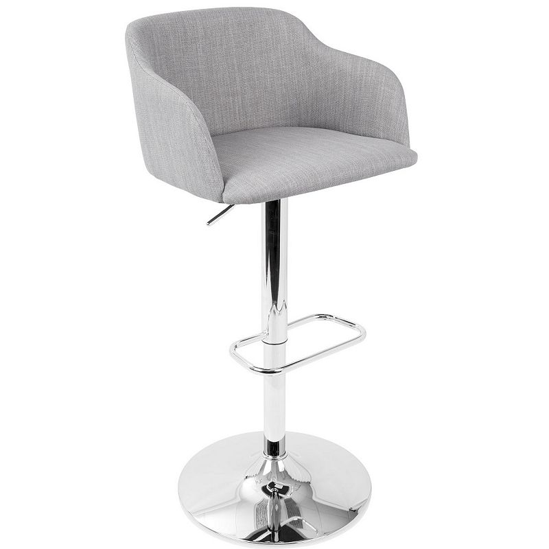 42 Light Gray Fabric Adjustable Swivel indoor Bar Stool