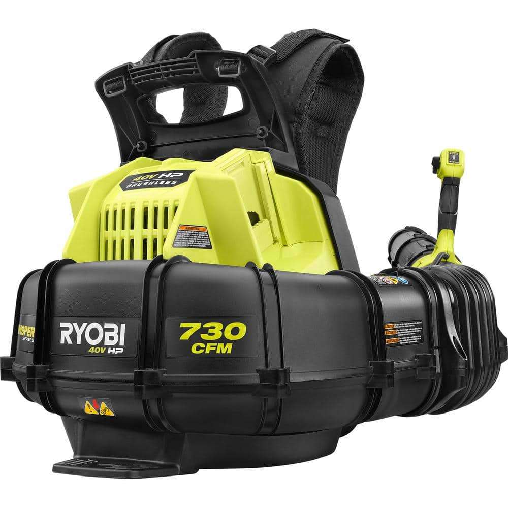 RYOBI 40V HP Brushless Whisper Series 165 MPH 730 CFM Cordless Battery Backpack Blower with (2) 6.0 Ah Batteries and Charger RY404170