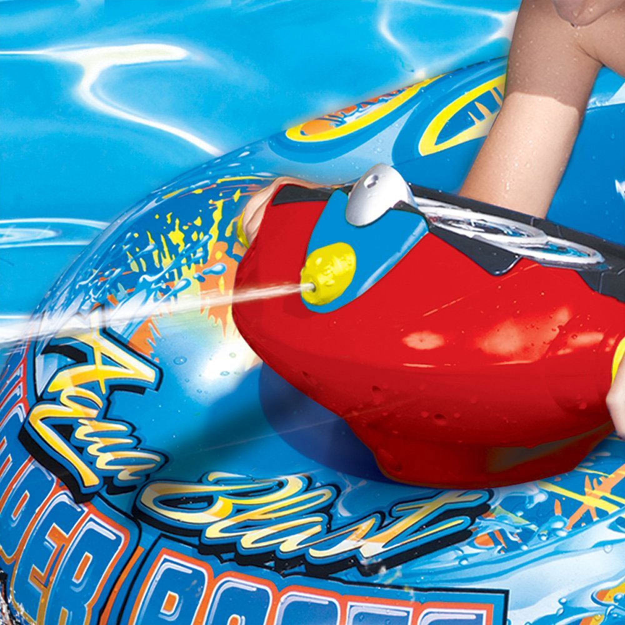 Banzai Aqua Blast Motorized Bumper Boat Inflatable Pool Float Water Toy, Red