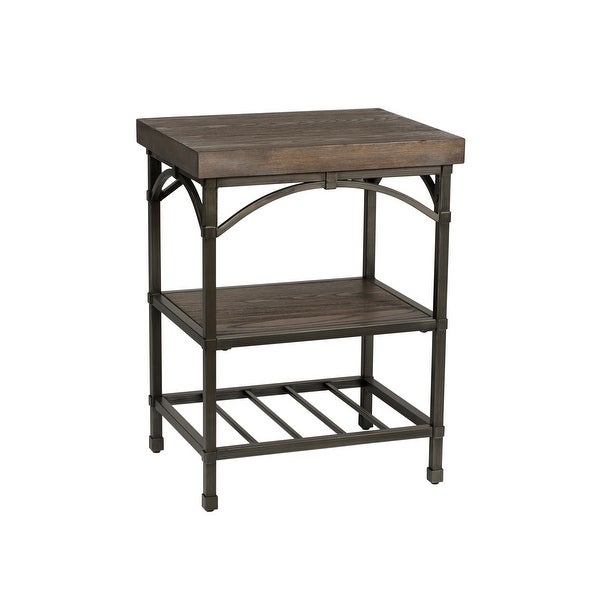 Franklin Rustic Brown Metal Tube Base Chair Side Table