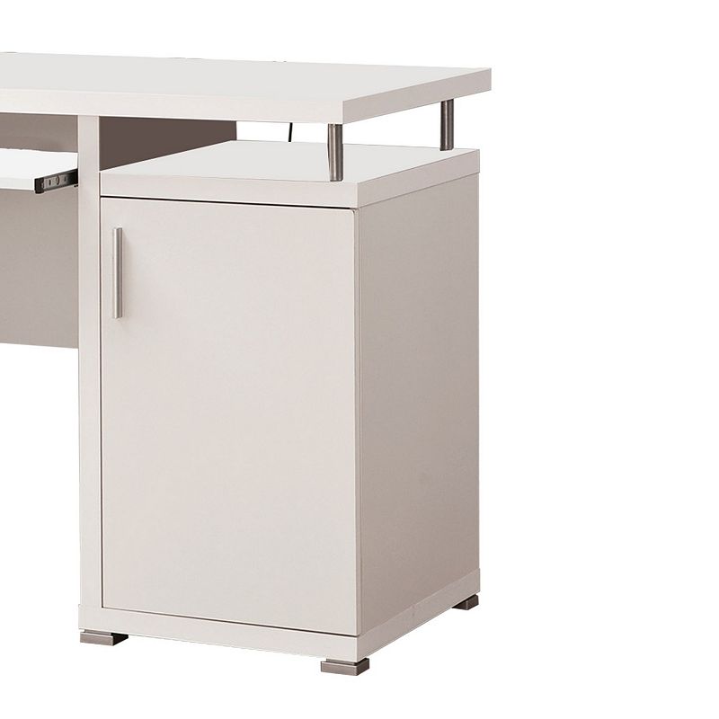 Elegant white Computer desk with efficient Storage