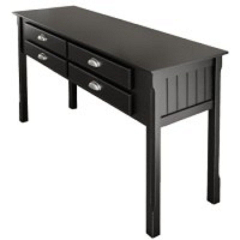 29” Black Console Table with Four Drawers