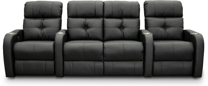 HTS Black Standard Power Reclining 3 Piece Home Theater Seating