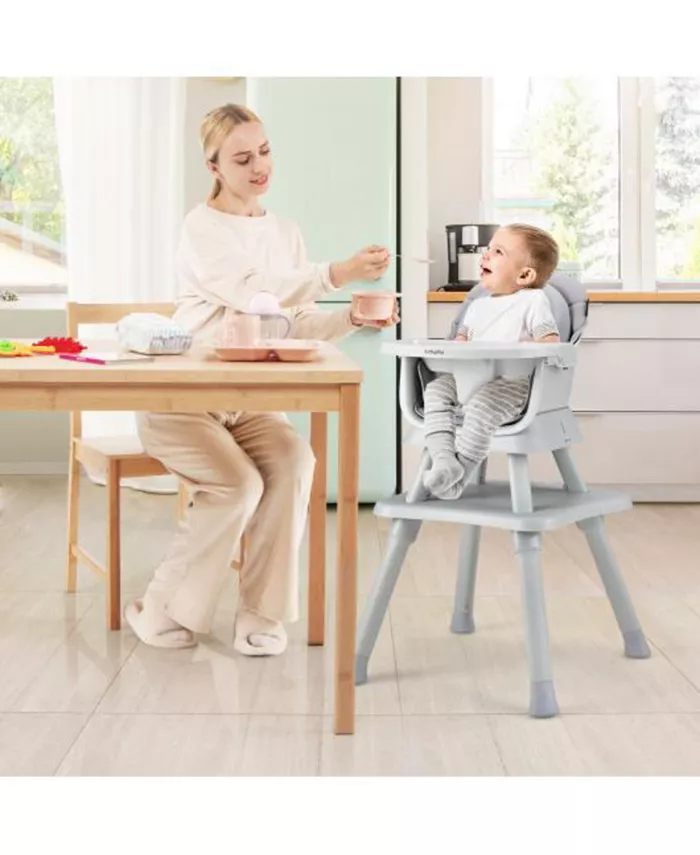 Slickblue 6-in-1 Convertible Baby High Chair With Adjustable Removable Tray