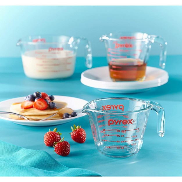 Pyrex Glass Measuring Cup Set 3 piece Microwave And Oven Safe clear