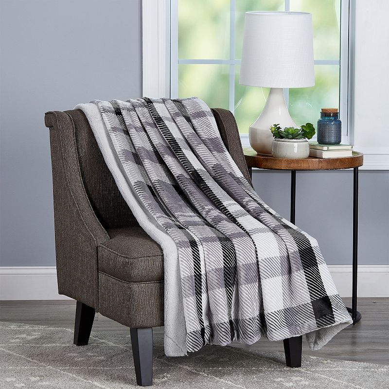 Portsmouth Home Plaid Faux Fur Throw Blanket