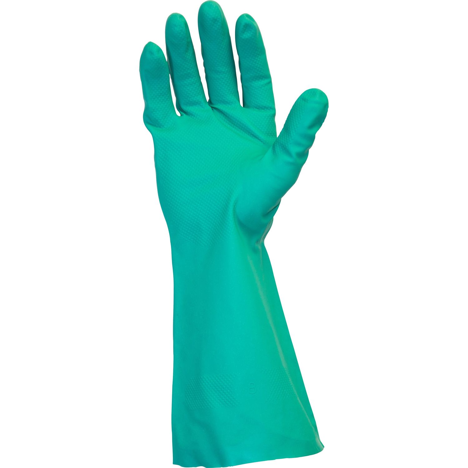 Green Flock Lined Nitrile Gloves by The Safety Zone SZNGNGFXL15C