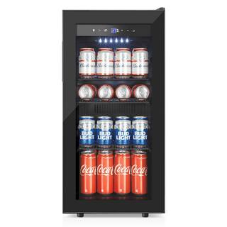 Hooure 15 in. Freestanding 130-Cans Black Stainless Steel Beverage Cooler with Adjustable Removable Shelves TYBC32HD