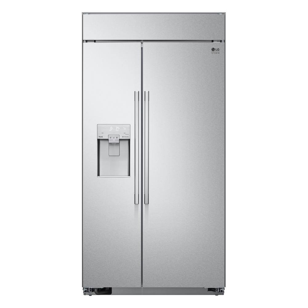 LG STUDIO 42 in. W 26.5 cu. ft. Built-in Side by Side Refrigerator with SpacePlus  In-Door ice in Stainless Steel Cabinet Depth SRSXB2622S