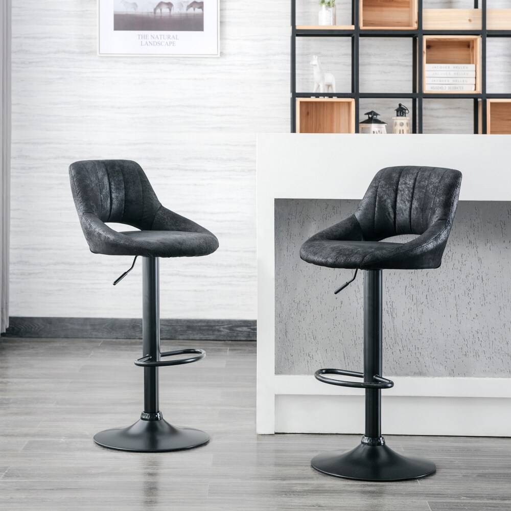 Art Leon Modern Adjustable 360 Swivel Barstool with Retro Faux Leather