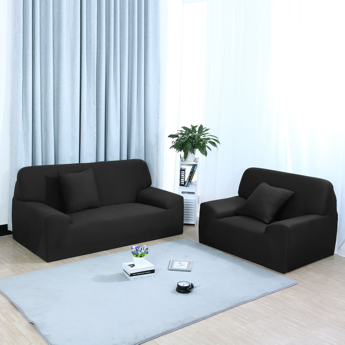 Unique Bargains 1-Piece Modern Stretch Sofa Slipcover, Black