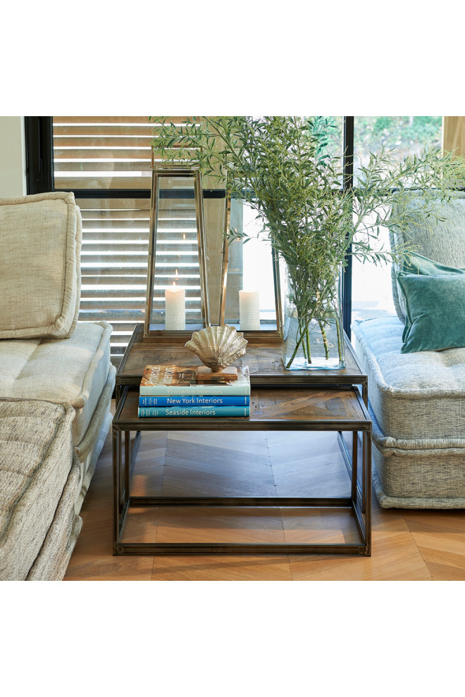 Oak Wood Coffee Table Set (3)  Rivi√®ra Maison Le Bar   Industrial   Coffee Table Sets   by Oroa   Distinctive Furniture  Houzz