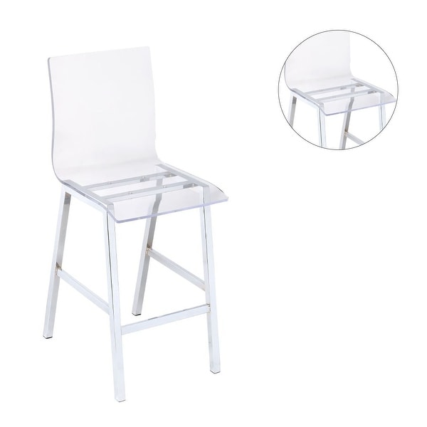 Set of 2 Counter Height Chairs， Clear Acrylic and Chrome