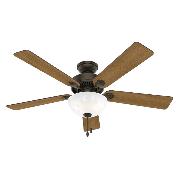 Swanson Ceiling Fan With Light Kit And Pull Chain includes Led Light Bulb New Bronze Hunter Fan