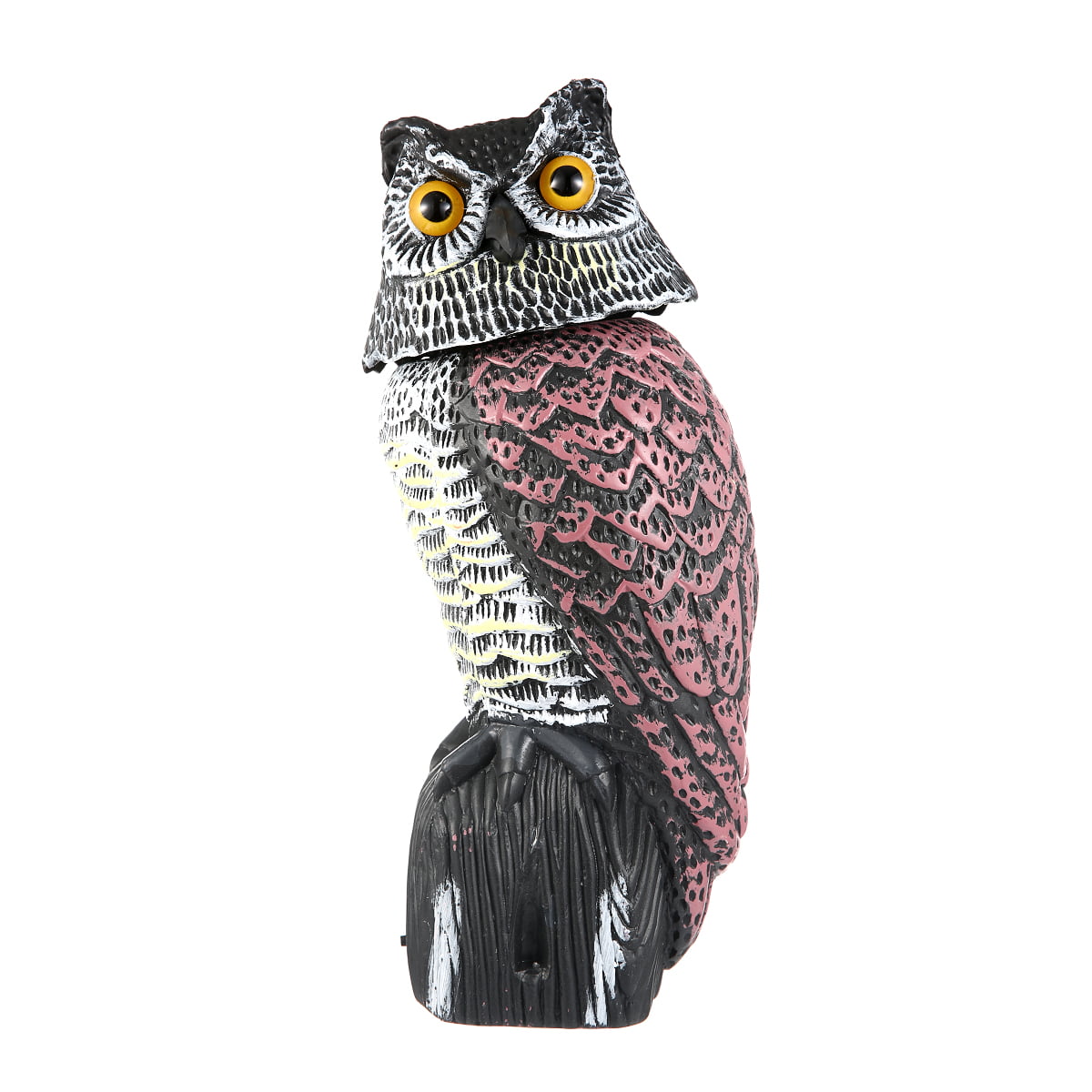 Michellecmm Fake Owl Decoy 360 Rotate Head to Scare Birds Scarecrow Owl Decoy Statue Realistic Scary Sounds  Shadow Outdoor for Patio Yard Garden Protect