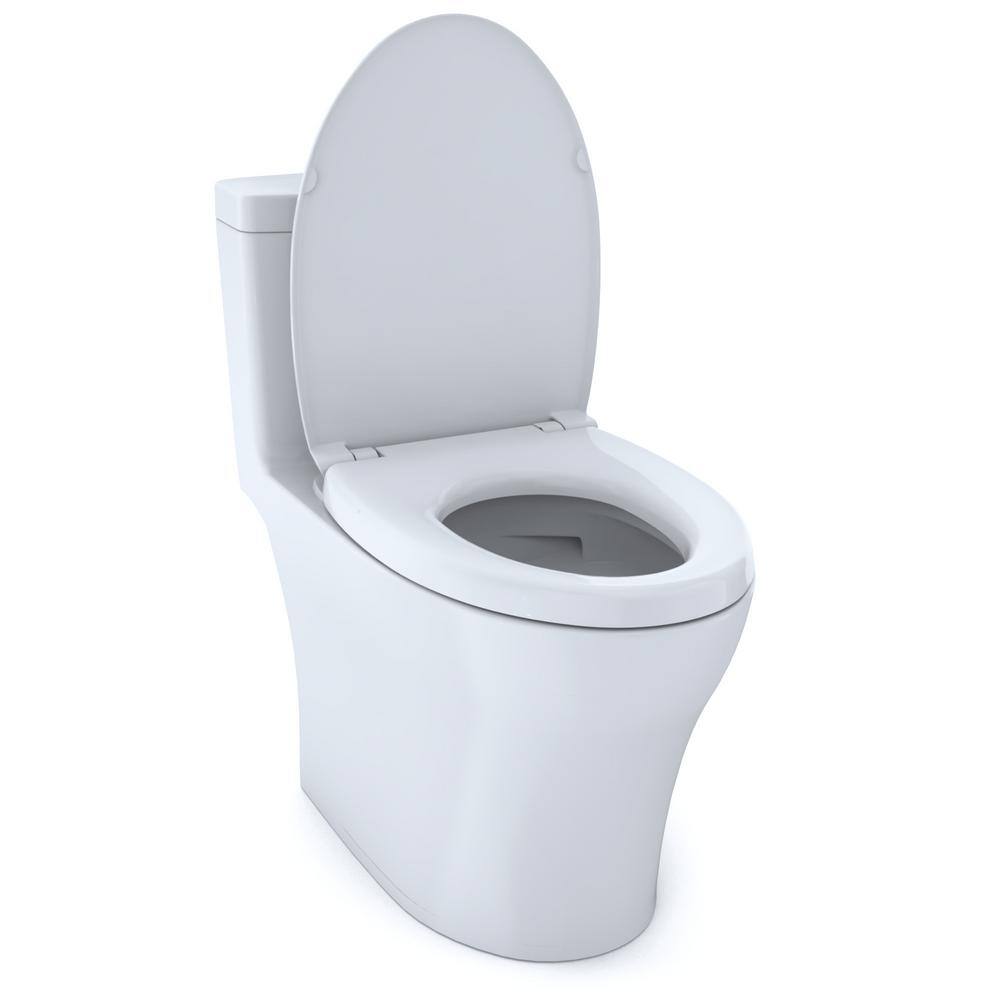 TOTO Aquia IV 1-Piece 0.81.28 GPF Dual Flush Elongated ADA Comfort Height Toilet in Cotton White SoftClose Seat Included MS646124CEMFGN#01