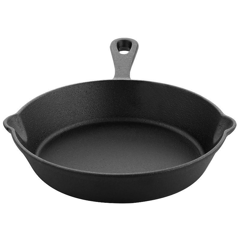 MegaChef Pro 8 Inch Round Preseasoned Cast Iron Frying Pan in Black