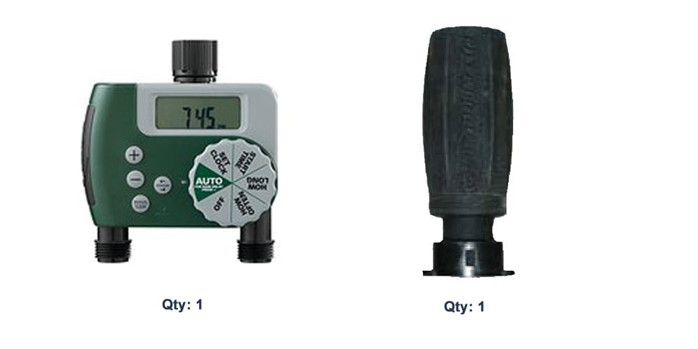 Orbit 2 Port Digital Hose Watering Timer and 3-in-1 Drip Faucet Adapter