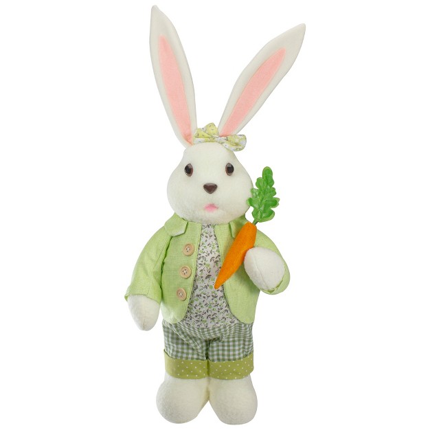 White And Green Standing Rabbit Easter Figure