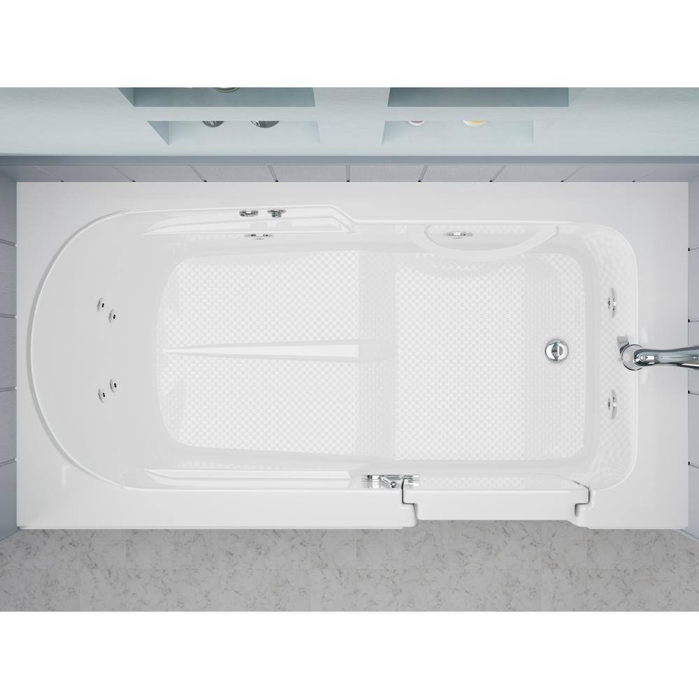 Universal Tubs HD Series 60 in. Right Drain Step-In Walk-In Whirlpool Bath Tub with Low Entry Threshold in White HDSI3060RWH