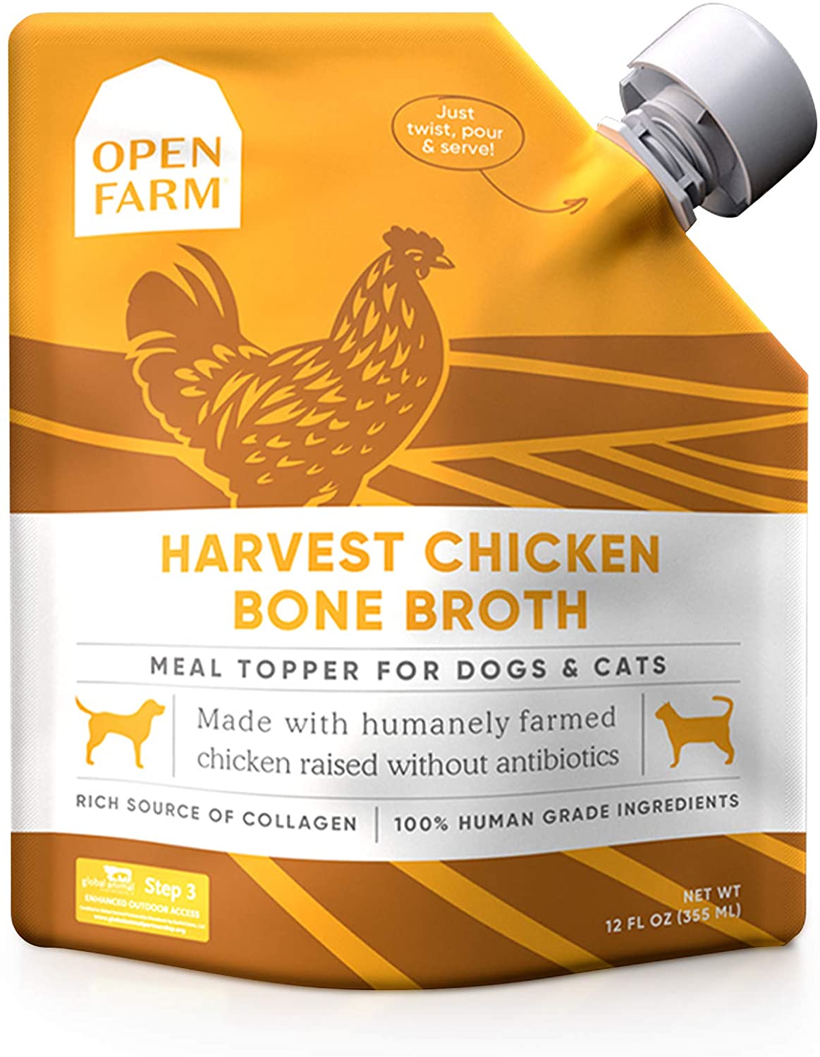 Open Farm All Life Stage Harvest Chicken Grain Free Bone Broth Wet Dog