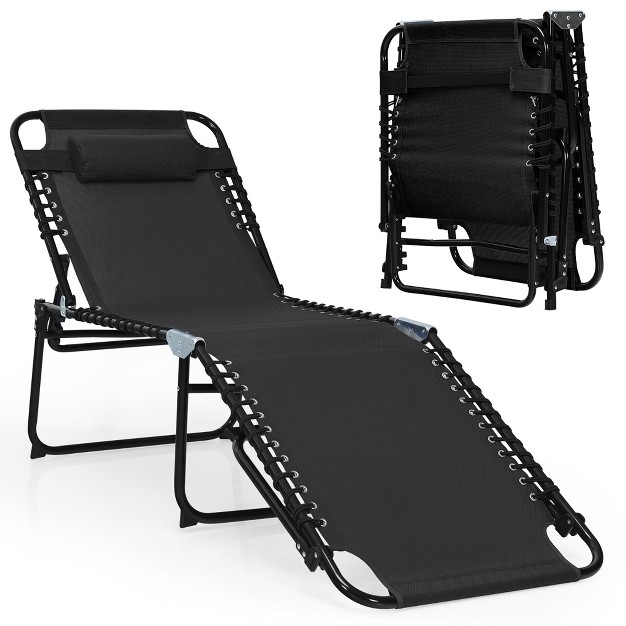 Costway Folding Lounge Chaise 16 x27 x27 High Recline Chair W adjustable Backrest And Footrest