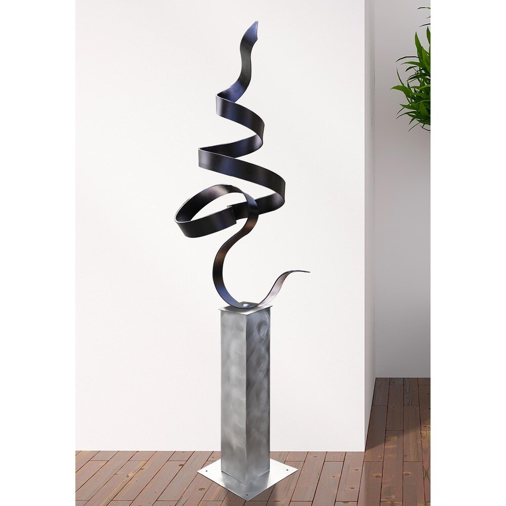 Statements2000 Large Metal Sculpture Modern Indoor Outdoor Garden Art Decor by Jon en   Black Perfect Moment with Silver Base