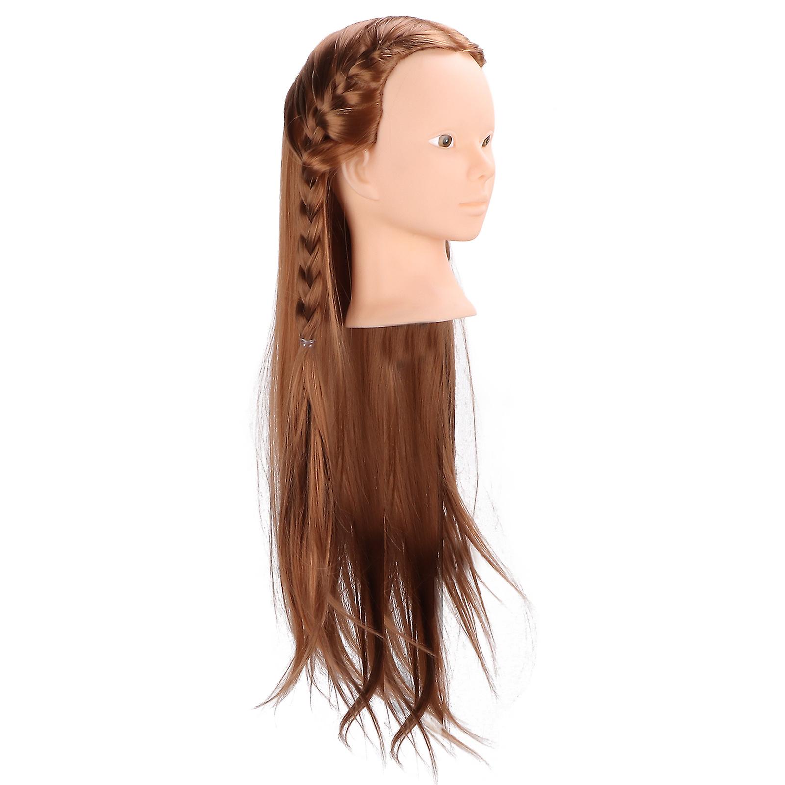 Long Hair Mannequin Head Light Brown Hairdresser Practice Training Head Cosmetology Manikin Doll Head