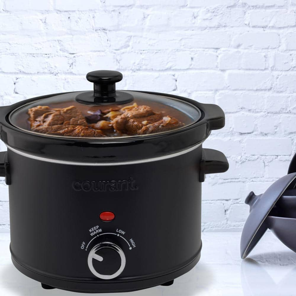 Courant 2.5 Qt. Matte Black Slow Cooker with 3 Settings CSC-2524K