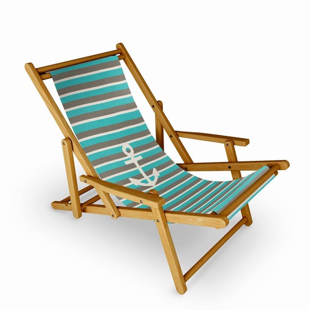 Bianca Anchor Sling Chair Green Deny Designs Uv resistant Water resistant Adjustable Recline Portable Outdoor Seating