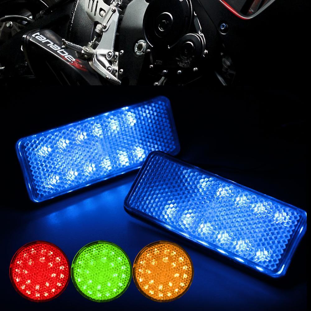 Led Reflector Steering Brake Tail Light， Compatible With Electric Vehicle Motorcycle Scooter (round Two-color Reflector Yellow And Red) Two Packs