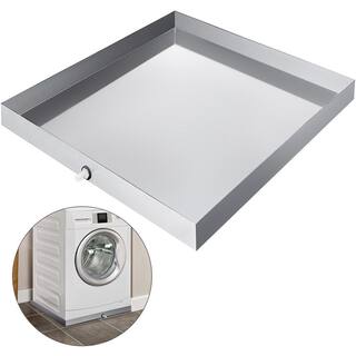 VEVOR 27 in. x 25 in. x 2.5 in. Washing Machine Pan 18-Gauge Thick Stainless Steel Compact Washer Drip Tray w Hose Adapter SC27X25X2.5YC0001V0