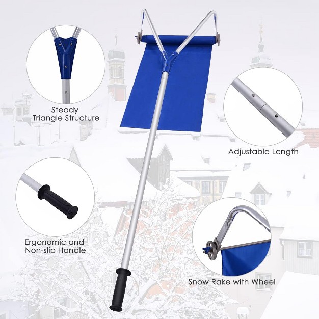 Costway Lightweight Roof Rake Snow Removal Tool 20ft Adjustable Telescoping Handle