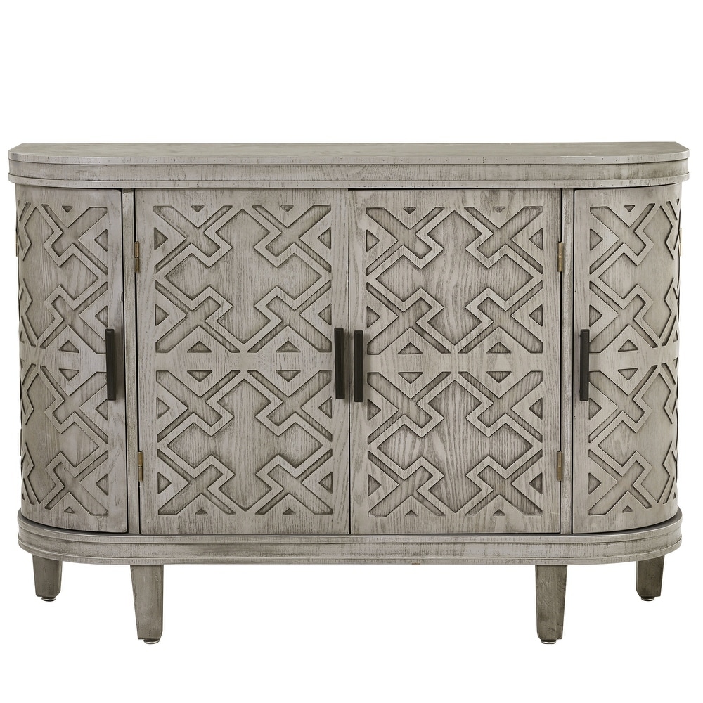 Accent Storage Cabinet Sideboard Wooden Cabinet with Antique Pattern Doors for Hallway  Entryway  Living Room Bedroom