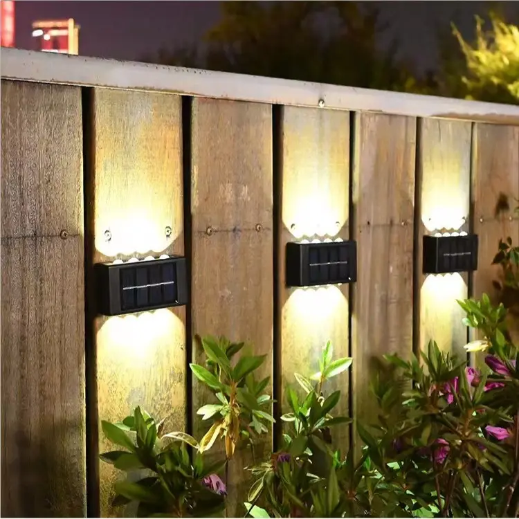 8 LED white Outdoor waterproof LED Solar Power Garden Yard Lamp wall light