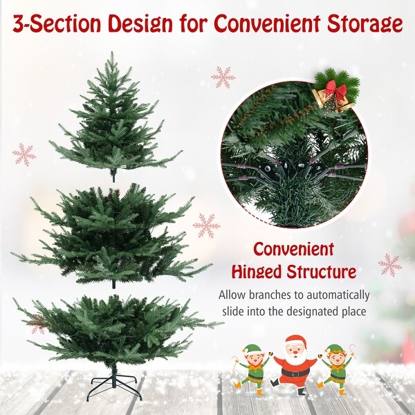 PreLit Artificial Hinged Xmas Tree with PVC and PE Branch Tips for Holiday Decor