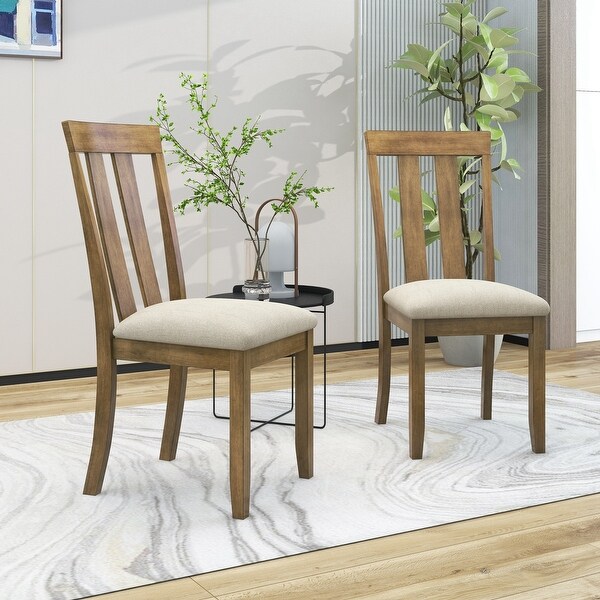 Set of 2 Dining Chairs Soft Fabric Dining Room Chairs with Seat Cushions and Curved Back for Kitchen