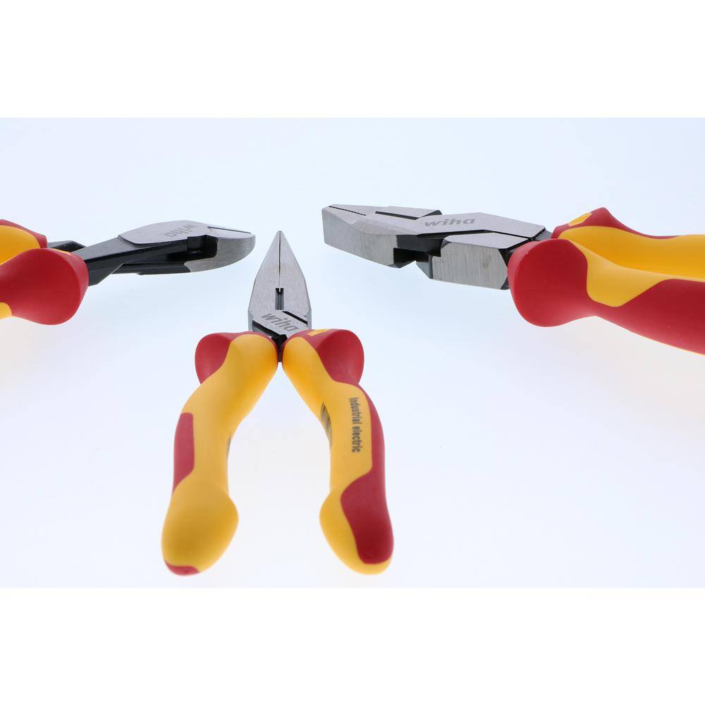 Wiha 3 Piece Insulated Industrial Grip Pliers and Cutters Set 32968