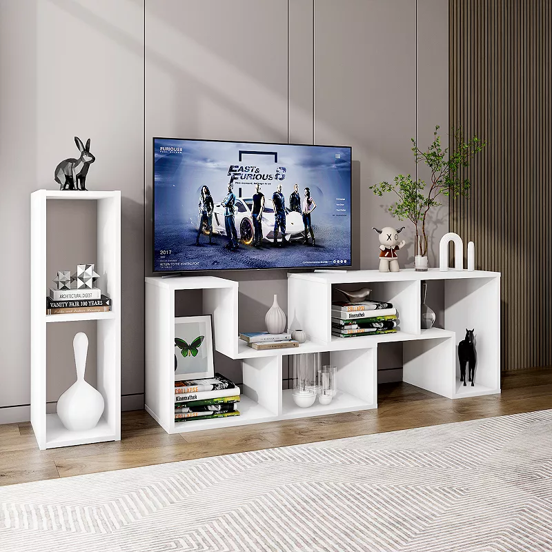 3 Pieces Adjustable TV Stand for TVs up to 65 Inch with Shelves