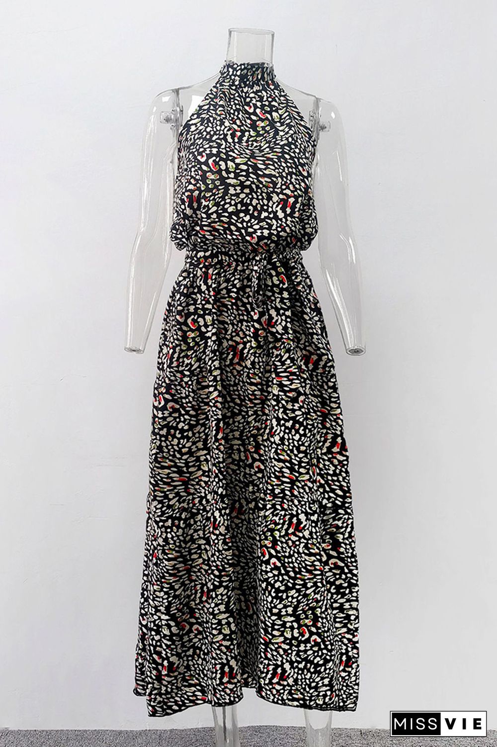 Leopard Print Halter Dress Wholesale