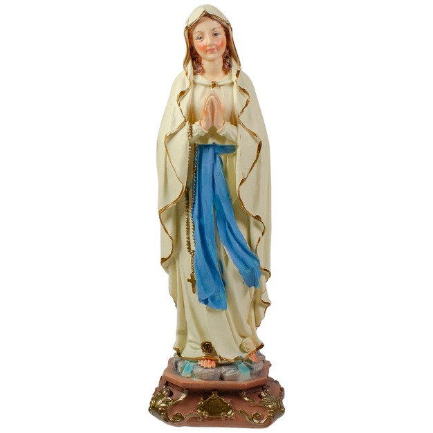 Our Lady Of Lourdes White And Blue Polyresin Tabletop Figurine