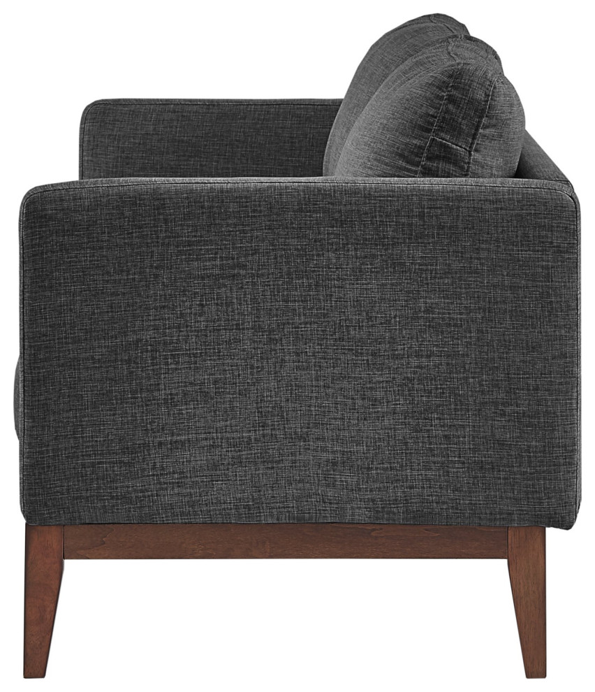 Retro Modern Sofa  Dark Oak Wooden Legs With Beige Linen Fabric Seat   Transitional   Sofas   by Decorn  Houzz