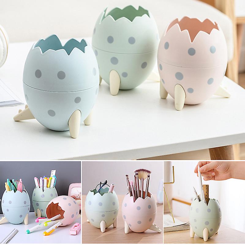 Cute Cartoon Dragons Egg Shape Pen Holder Creatives Desktop Stationery Storage Tube For Home School(blue)