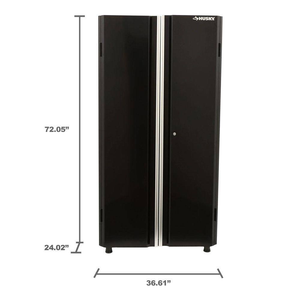 Husky Ready-to-Assemble 24-Gauge Steel Garage Gear Cabinet in Black (36 in. W x 72 in. H x 24 in. D) G3624W-US